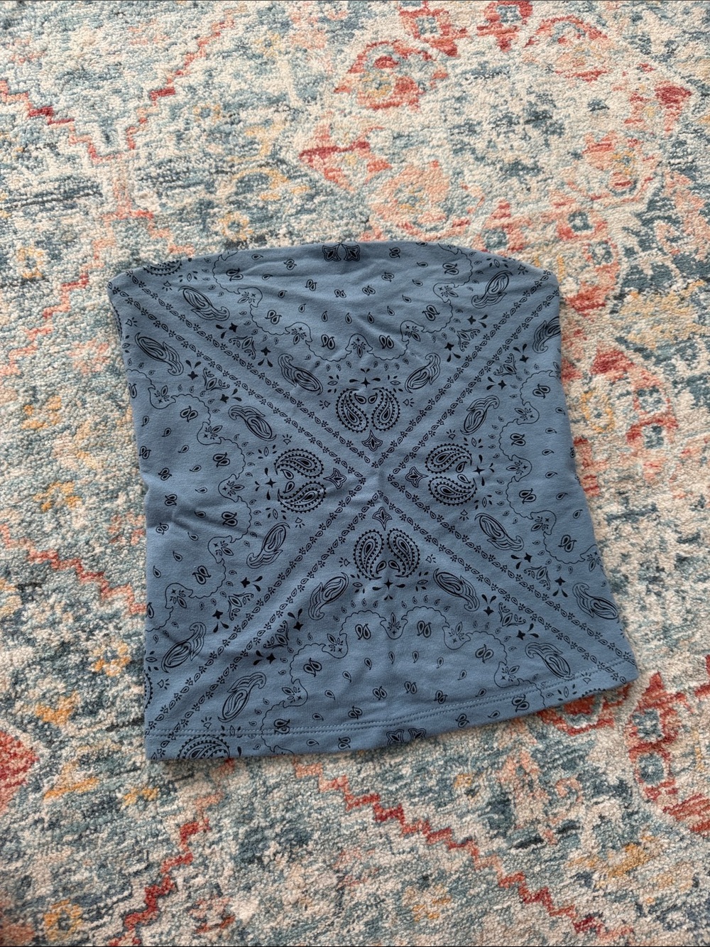 Blue Bandana Print Tube Top